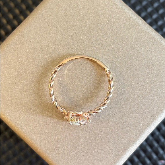 Handmade 18K Rose Gold Vermeil Opal and White Zircon Ring Size 10 - Picture 6 of 11